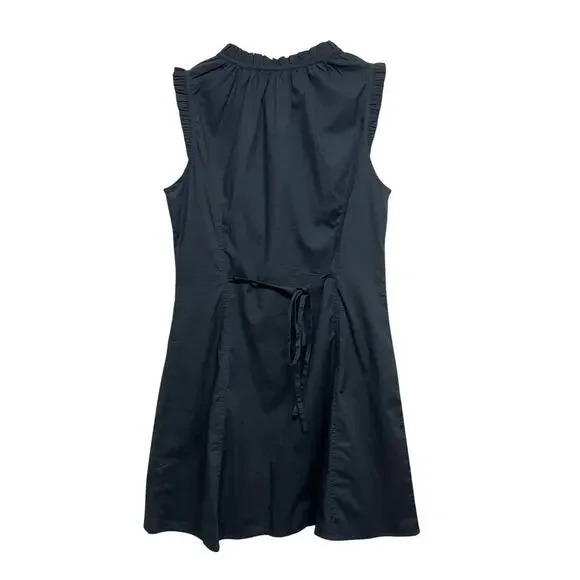 J.Crew Factory Black Ruffle Tie-Front Button Dress NWT Size 8 - Picture 4 of 7